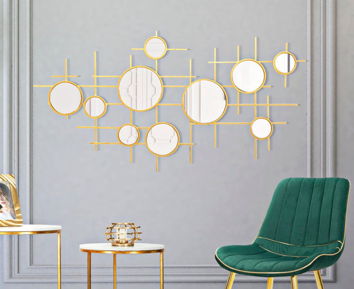 Gold Metall Kleine Runde Wandspiegel