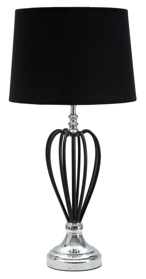 Elegante Tischlampe aus schwarzem und silbernem Metall