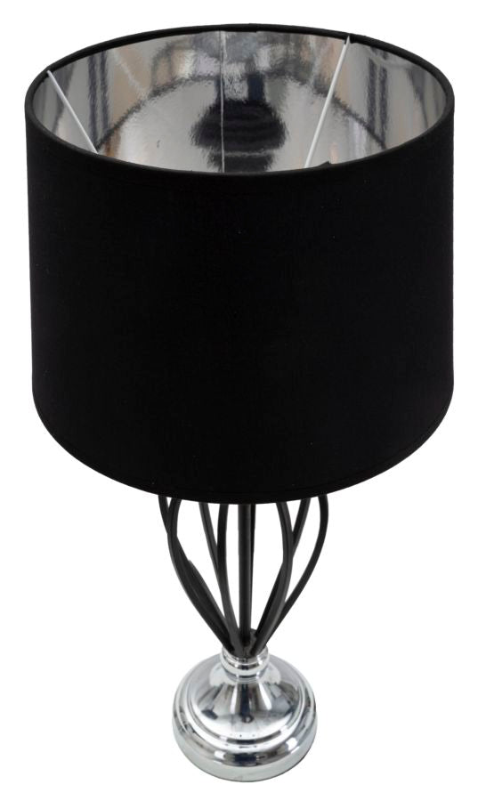 Elegante Tischlampe aus schwarzem und silbernem Metall