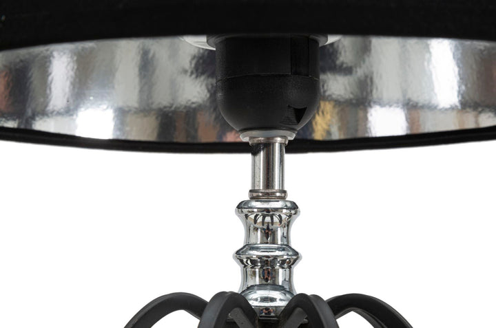 Elegante Tischlampe aus schwarzem und silbernem Metall