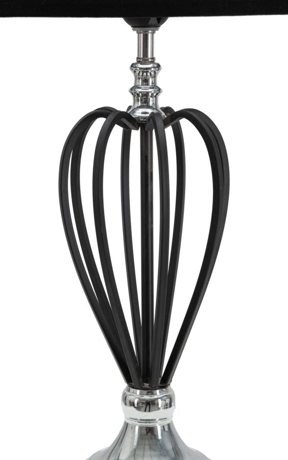 Elegante Tischlampe aus schwarzem und silbernem Metall