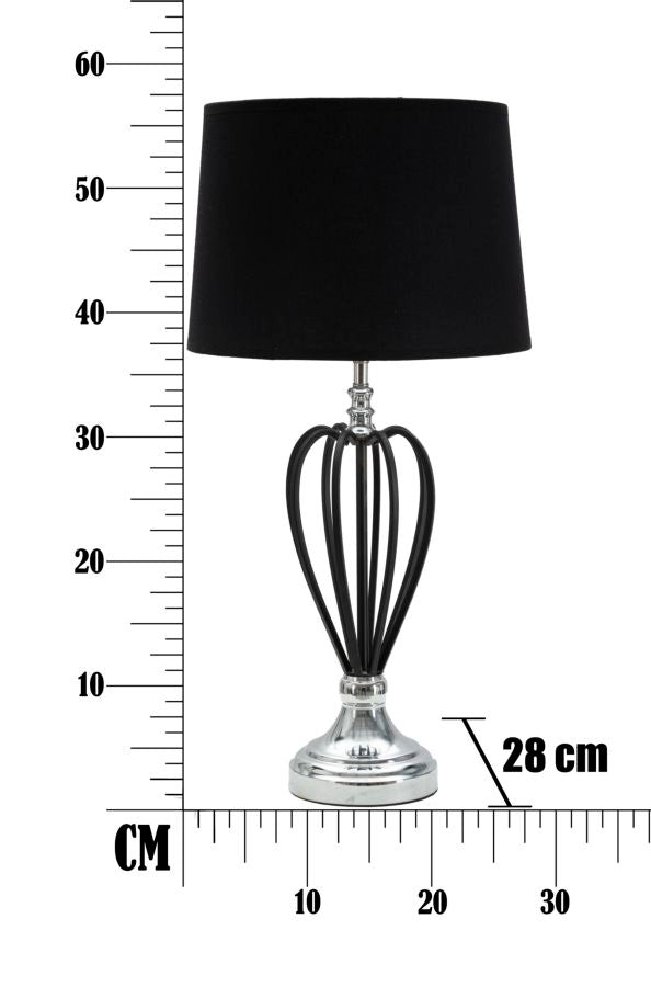 Elegante Tischlampe aus schwarzem und silbernem Metall