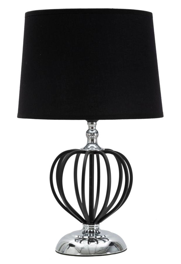 Elegante Tischlampe aus schwarzem und silbernem Metall