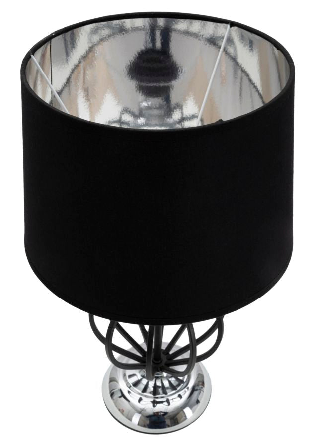 Elegante Tischlampe aus schwarzem und silbernem Metall