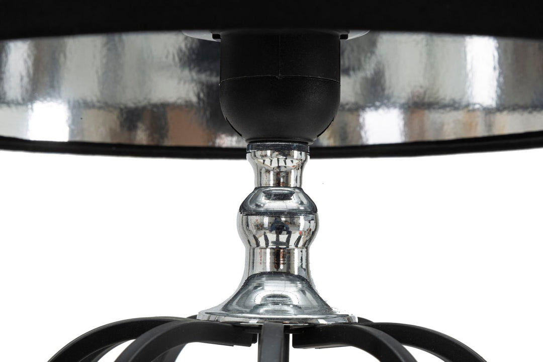 Elegante Tischlampe aus schwarzem und silbernem Metall