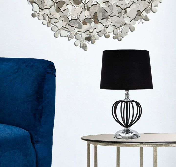 Elegante Tischlampe aus schwarzem und silbernem Metall