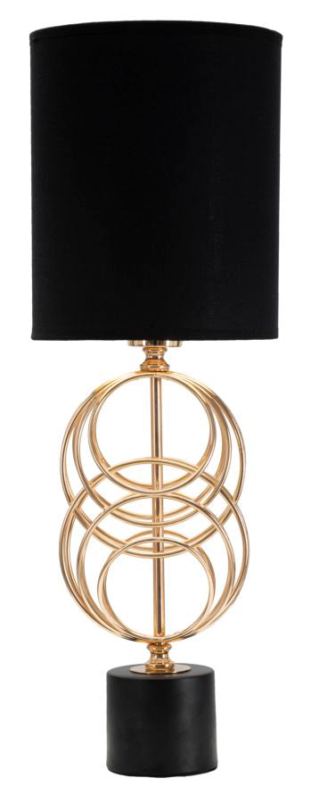 Geometrische Tischleuchte aus Metall in Gold und Schwarz