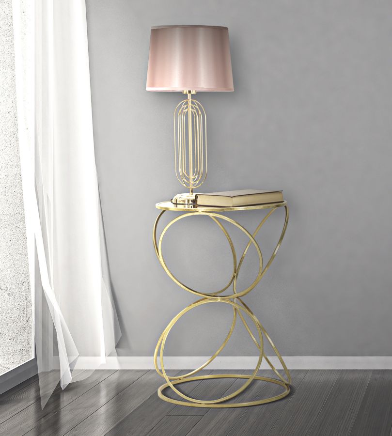 Gold und Rosa Metall Tischlampe