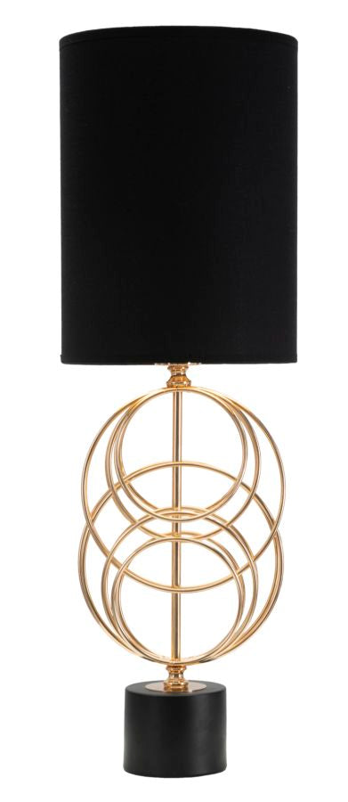 Geometrische Tischleuchte aus Metall in Gold und Schwarz