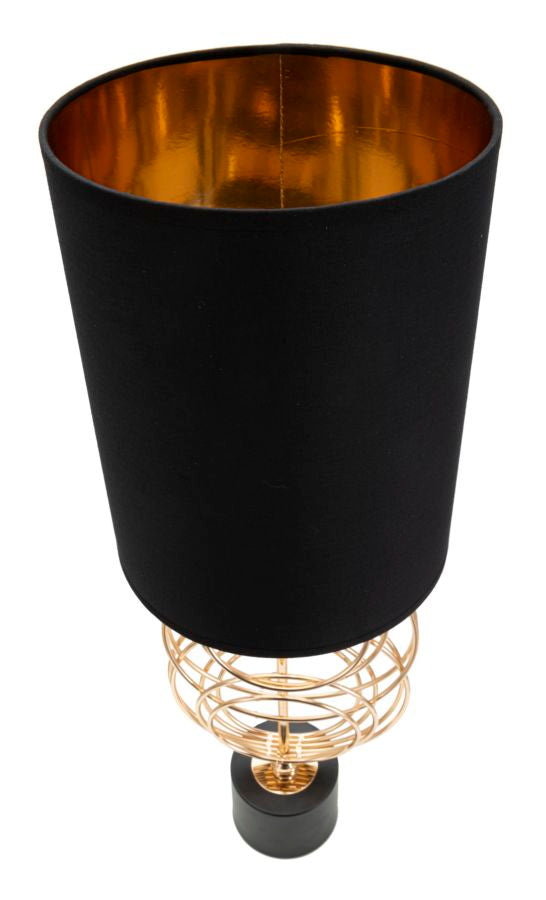Geometrische Tischleuchte aus Metall in Gold und Schwarz