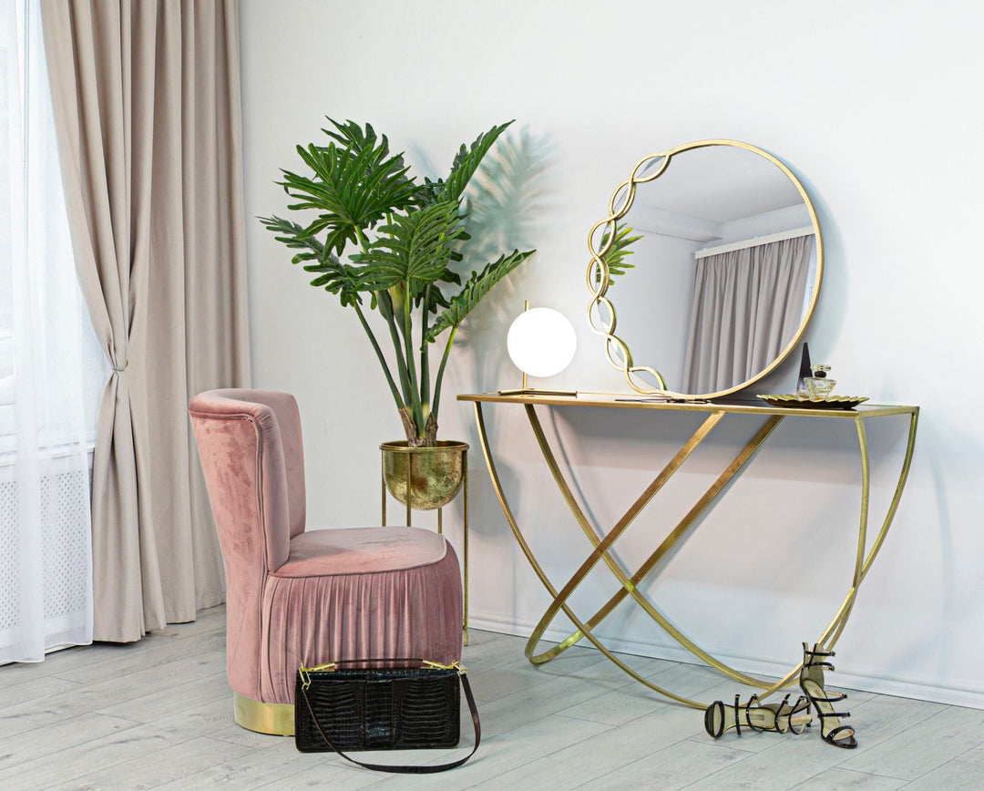 Glas Konsolentisch Mit Gold Metallbasis Moderner Flurtisch