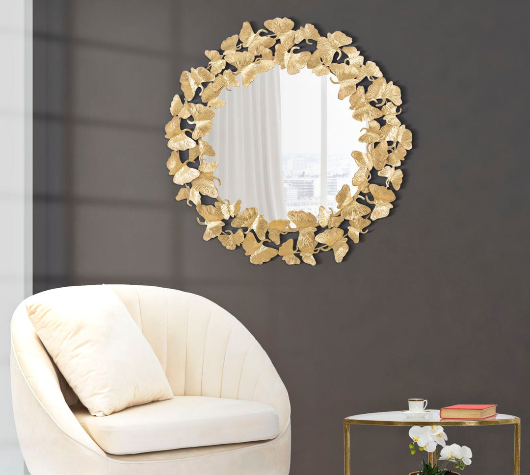 Gold Metall Schmetterling Runde Wandspiegel