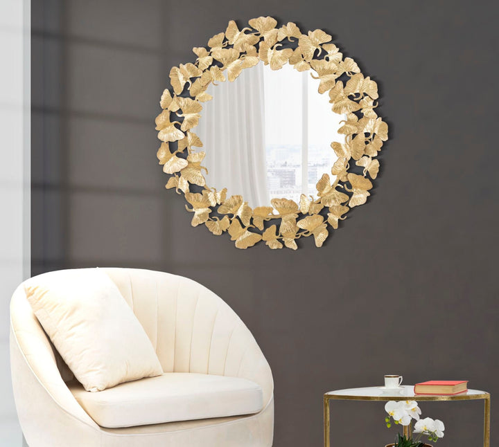Gold Metall Schmetterling Runde Wandspiegel