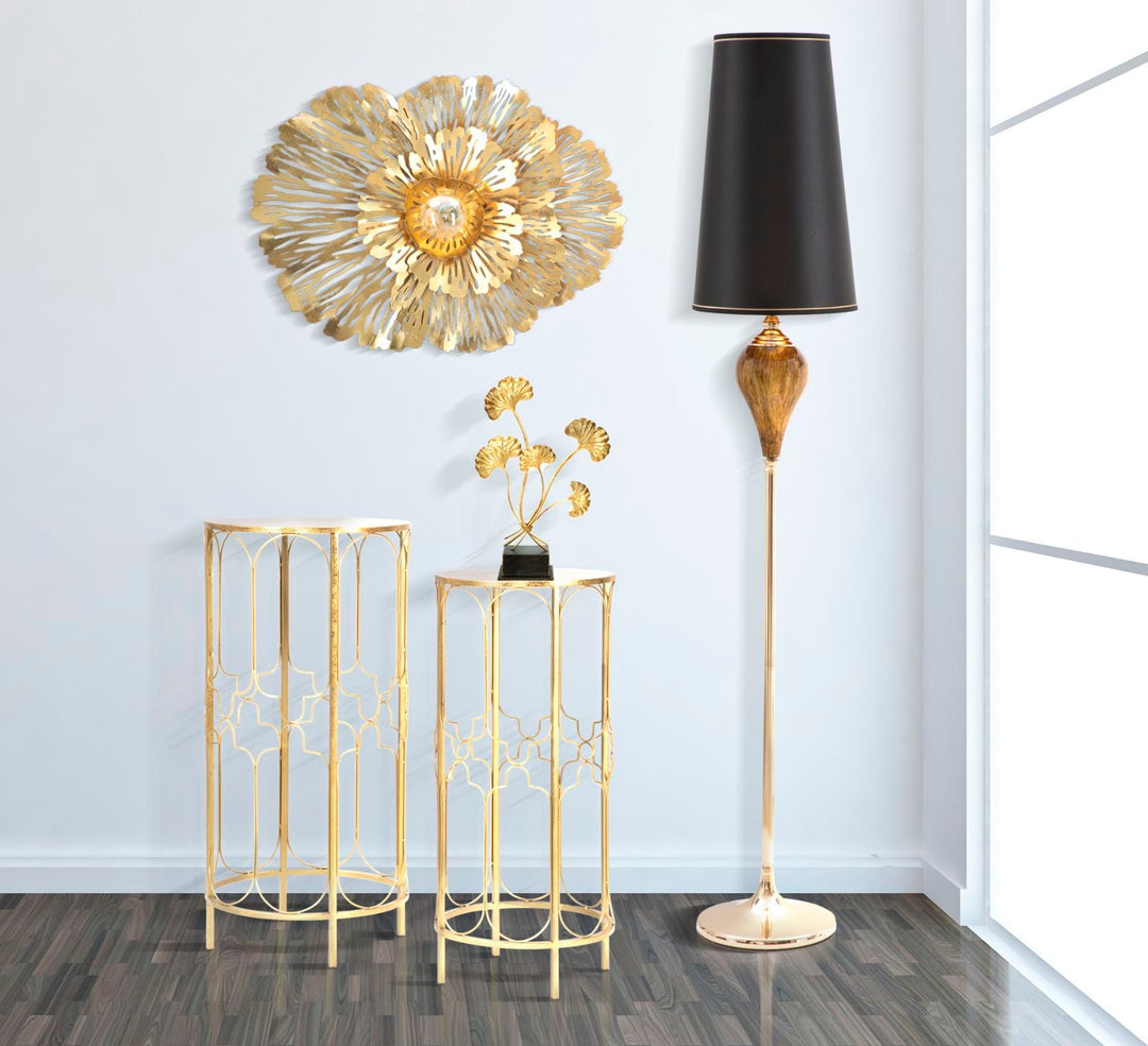 Goldene Metall Wandleuchte mit Blumenmuster