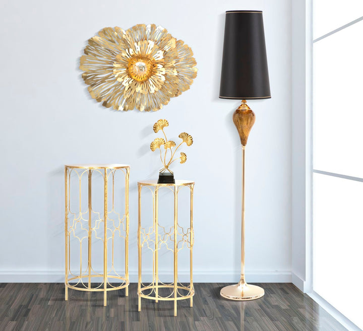 Goldene Metall Wandleuchte mit Blumenmuster