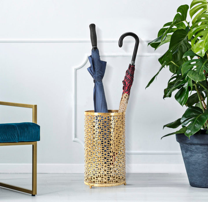 Regenschirmhalter aus Metall in Gold