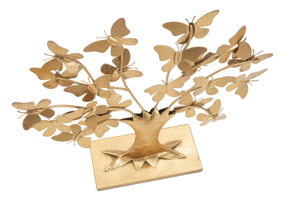 Goldene Holzblumen Dekoration (Moderne Skulptur)