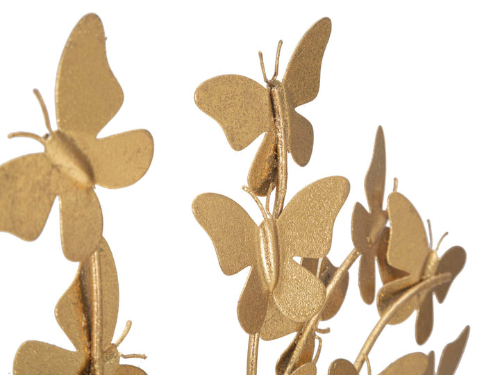 Goldene Holzblumen Dekoration (Moderne Skulptur)