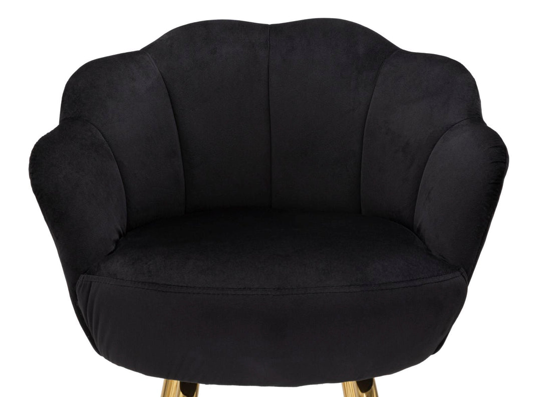 Barhocker aus schwarzem Samt mit goldenen Metallbeinen