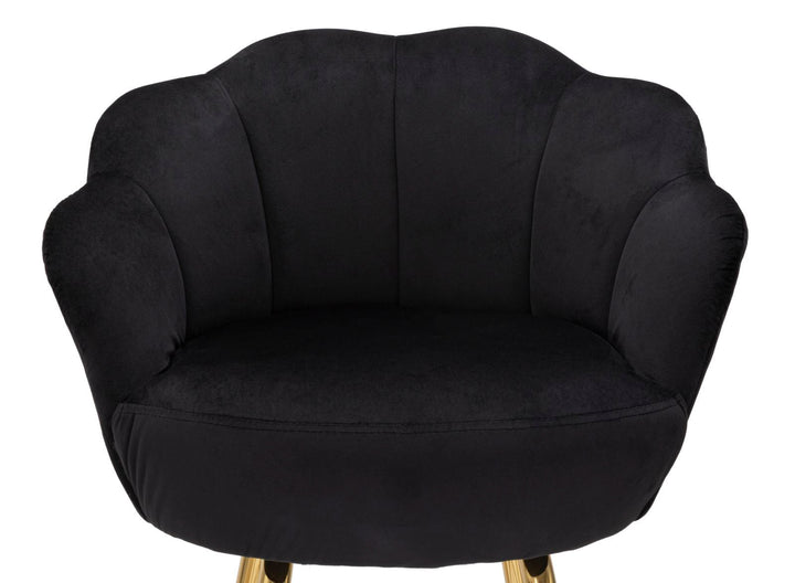 Barhocker aus schwarzem Samt mit goldenen Metallbeinen