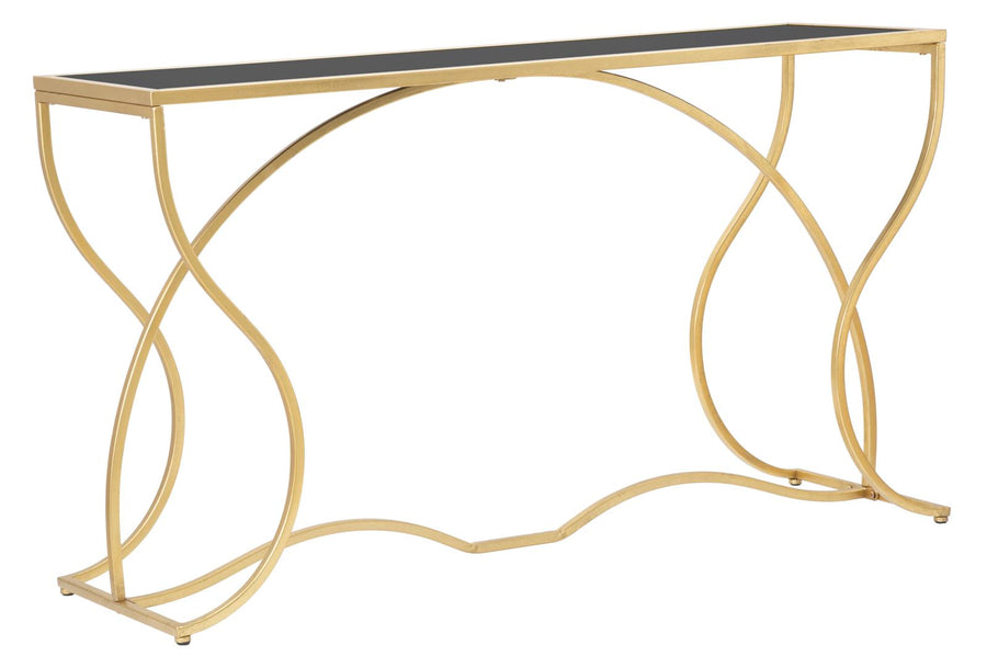Gold-schwarzer Konsolentisch aus Metall und Glas