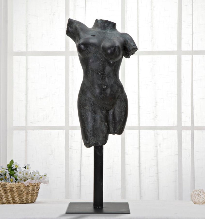 Nackter Weiblicher Oberkörper Skulptur (Schwarz)