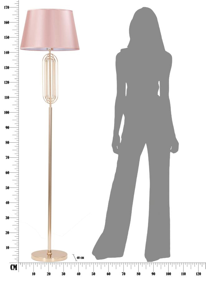 Stehlampe aus Metall in Gold und Rosa