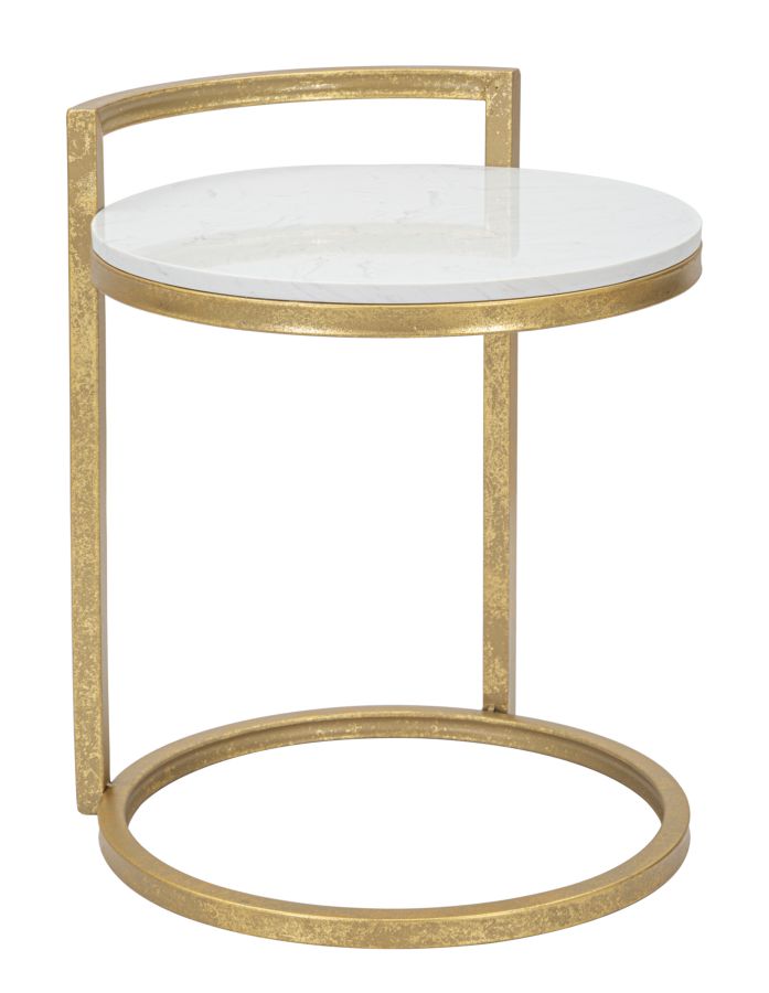 Runder Kunstmarmor Beistelltisch Mit Goldbasis Moderner Endtisch