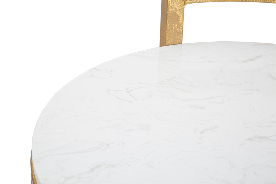 Runder Kunstmarmor Beistelltisch Mit Goldbasis Moderner Endtisch