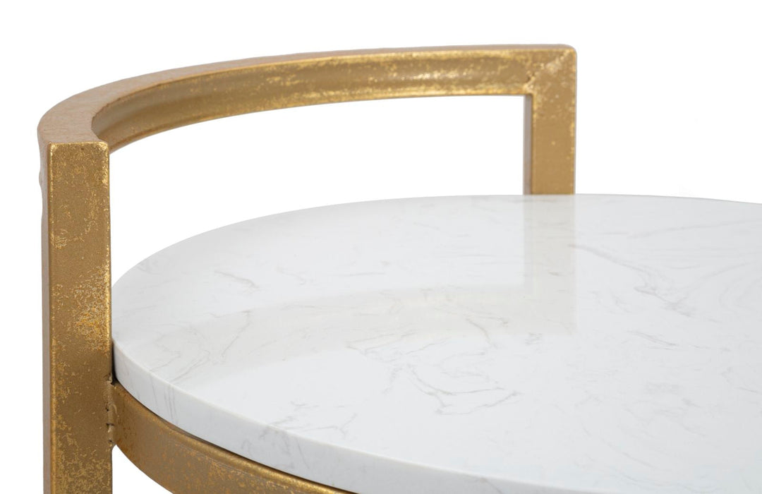 Runder Kunstmarmor Beistelltisch Mit Goldbasis Moderner Endtisch