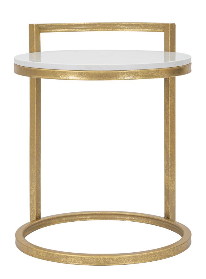 Runder Kunstmarmor Beistelltisch Mit Goldbasis Moderner Endtisch