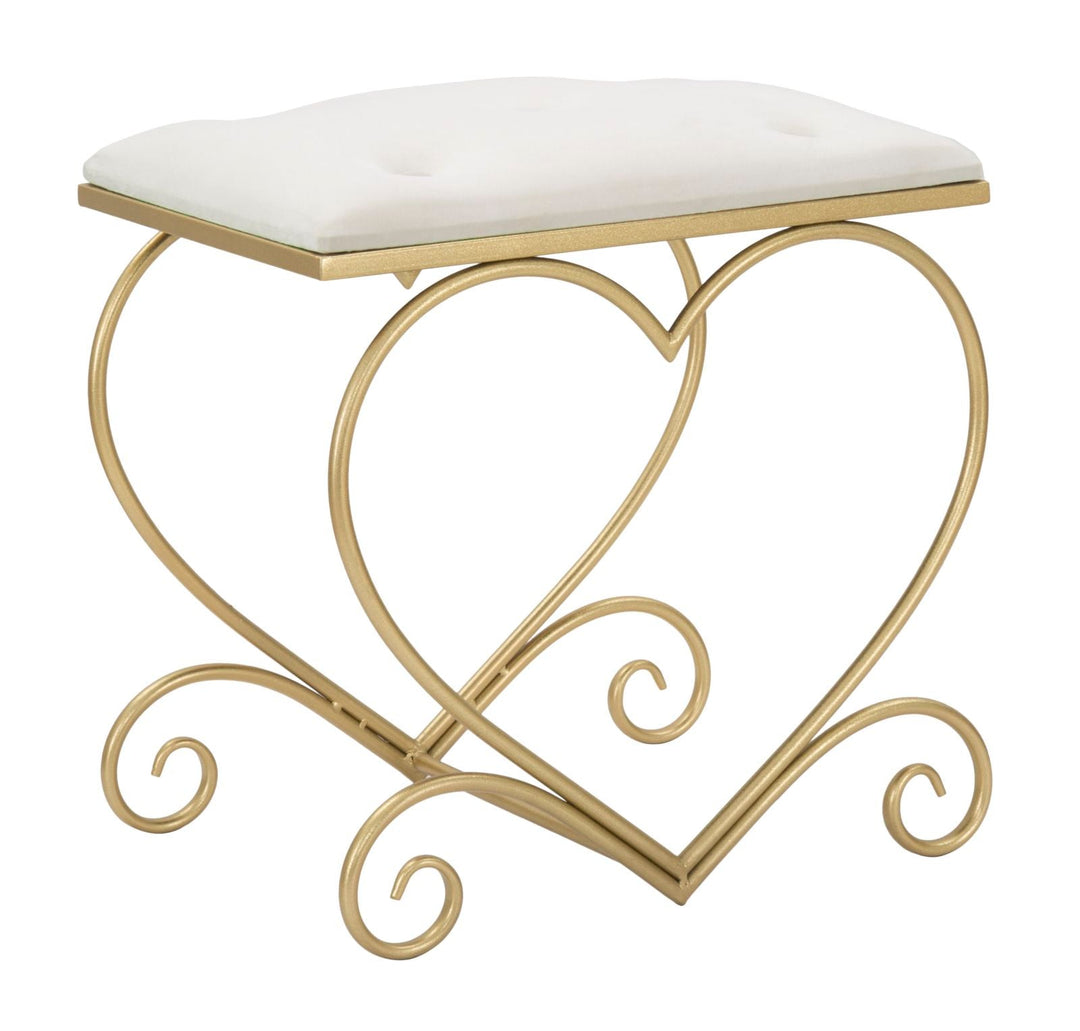 Cremefarbener Sitz mit goldenen Beinen in Herzform