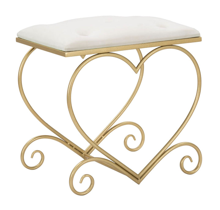 Cremefarbener Sitz mit goldenen Beinen in Herzform
