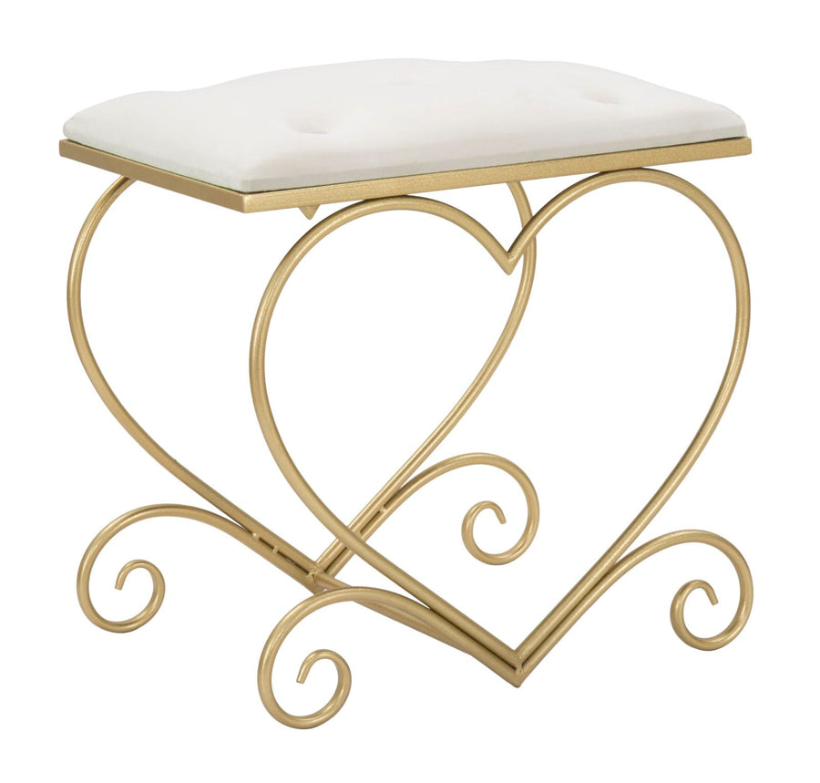 Cremefarbener Sitz mit goldenen Beinen in Herzform