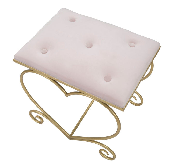 Sitzfläche in lebhaftem Rosa mit herzförmigen goldenen Beinen