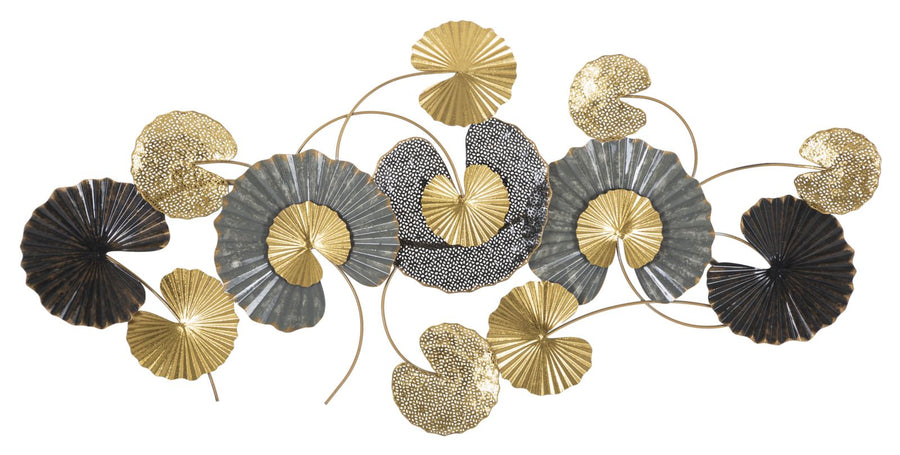 Gold & Schwarz Blatt Blumenstrauß Wanddekoration (Modern Sculpture)