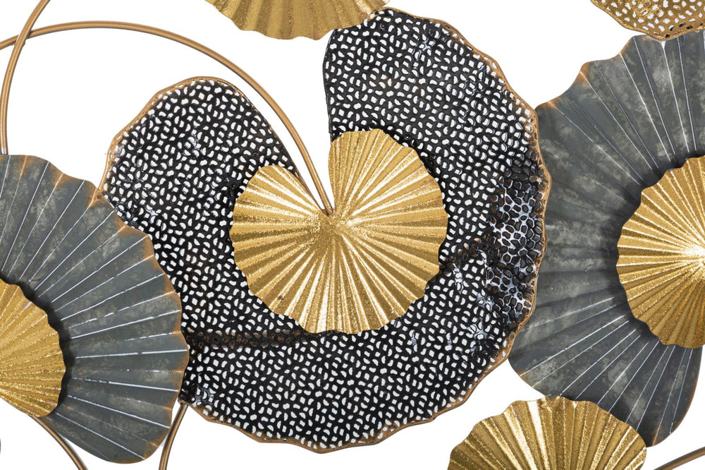Gold & Schwarz Blatt Blumenstrauß Wanddekoration (Modern Sculpture)