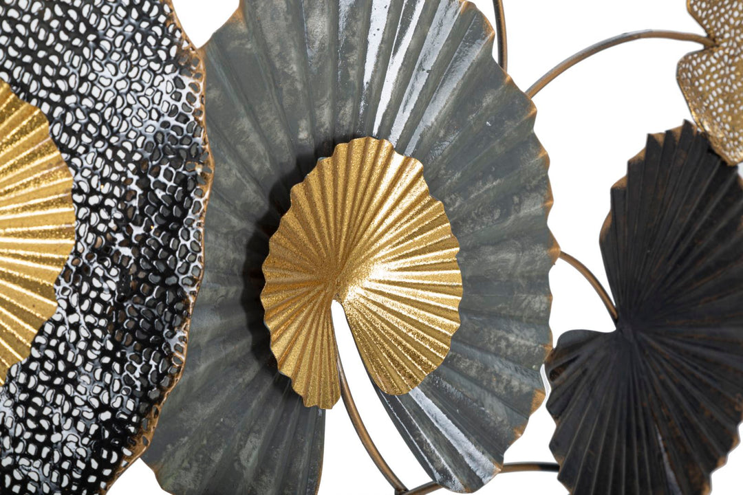 Gold & Schwarz Blatt Blumenstrauß Wanddekoration (Modern Sculpture)