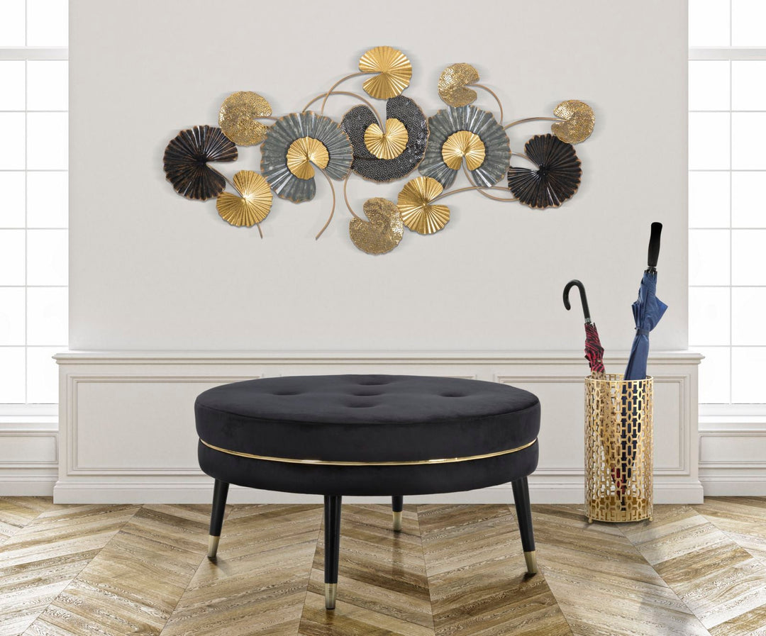 Gold & Schwarz Blatt Blumenstrauß Wanddekoration (Modern Sculpture)