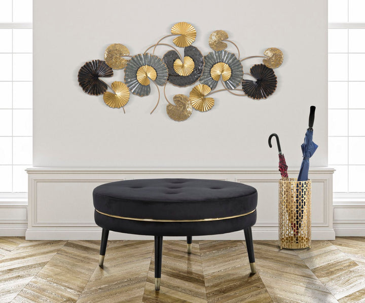 Gold & Schwarz Blatt Blumenstrauß Wanddekoration (Modern Sculpture)