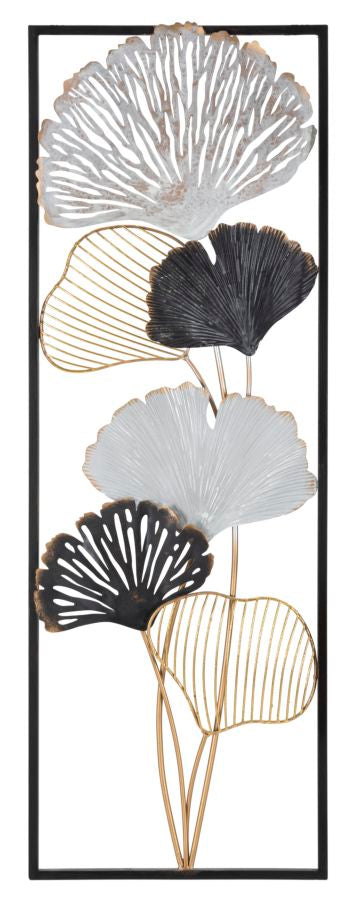 Metall-Blatt-Bouquet in quadratischem Rahmen Wanddekoration