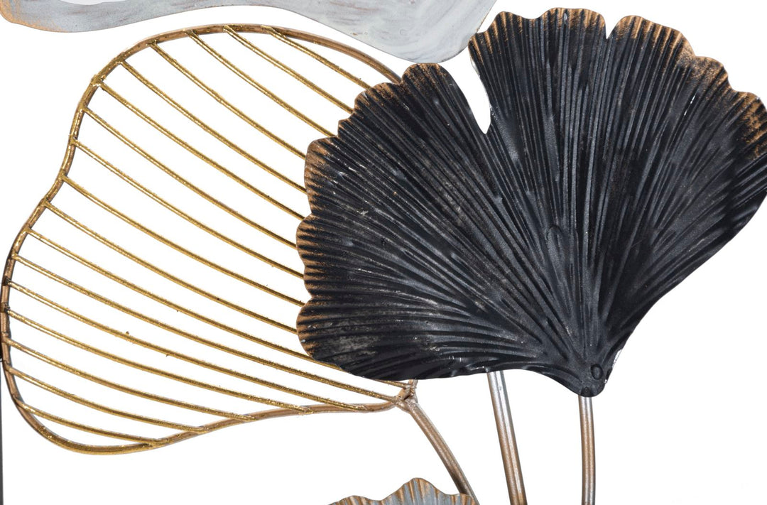 Metall-Blatt-Bouquet in quadratischem Rahmen Wanddekoration
