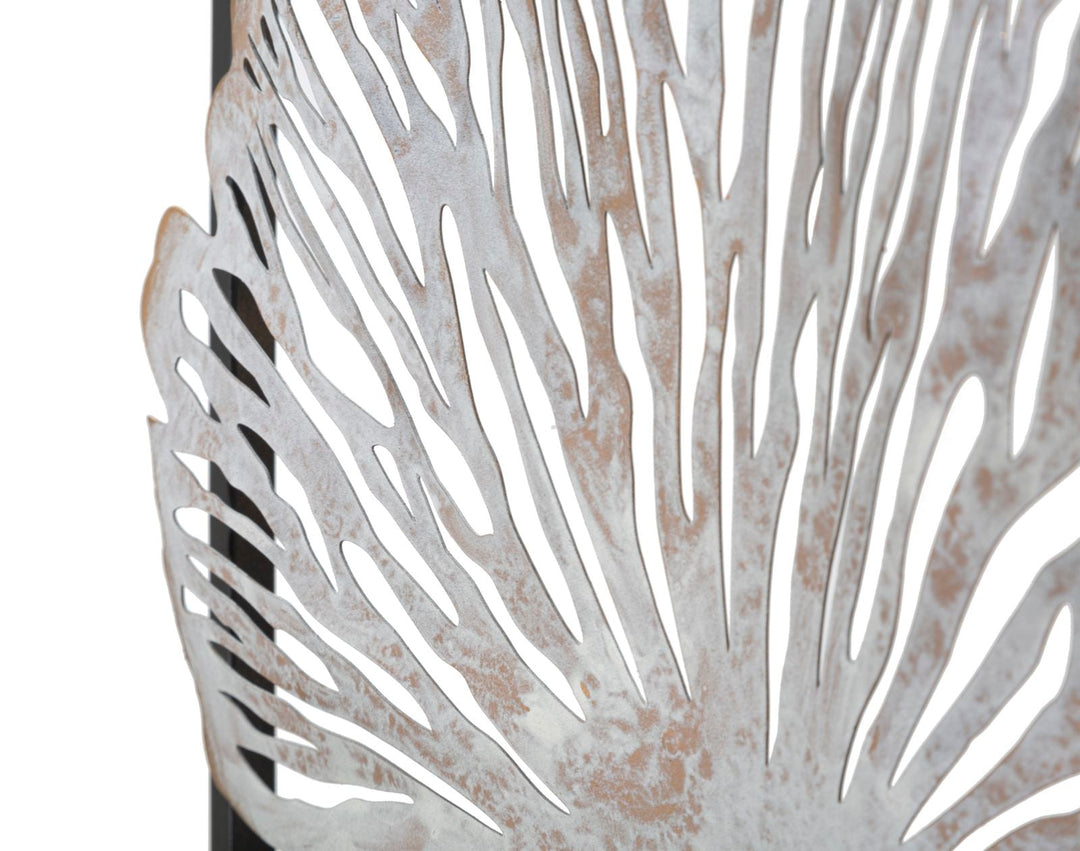 Metall-Blatt-Bouquet in quadratischem Rahmen Wanddekoration