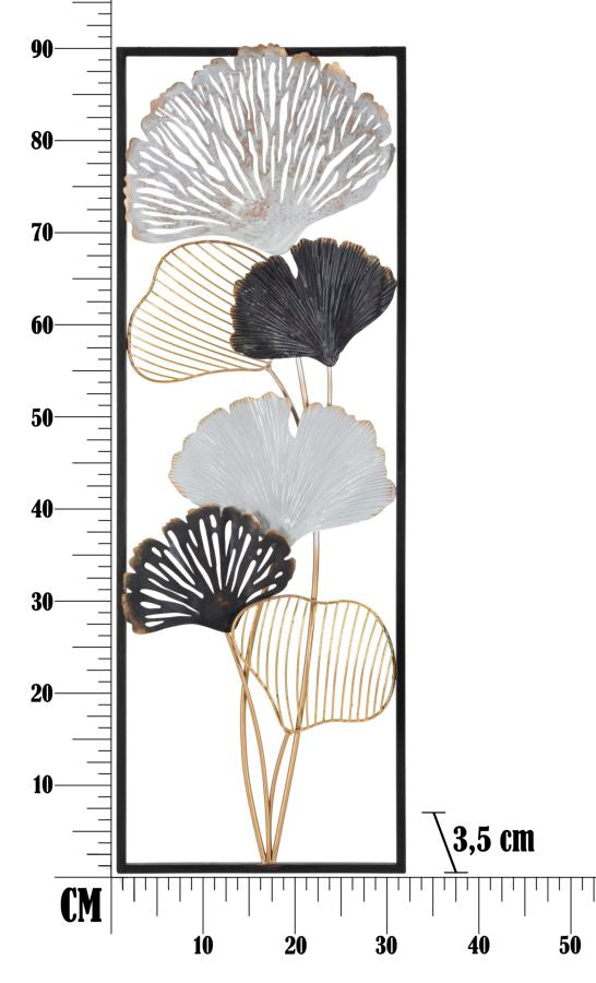 Metall-Blatt-Bouquet in quadratischem Rahmen Wanddekoration