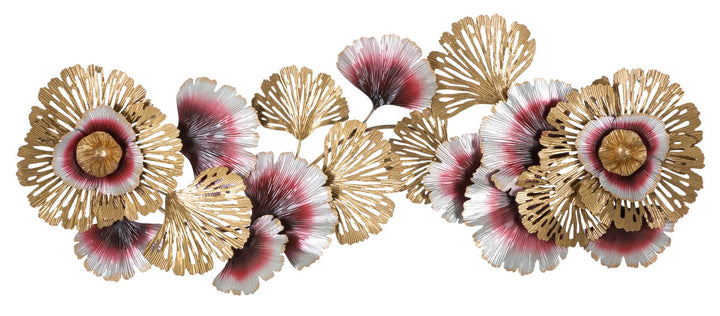 Gold & Rot & Silber Florale Wanddekoration