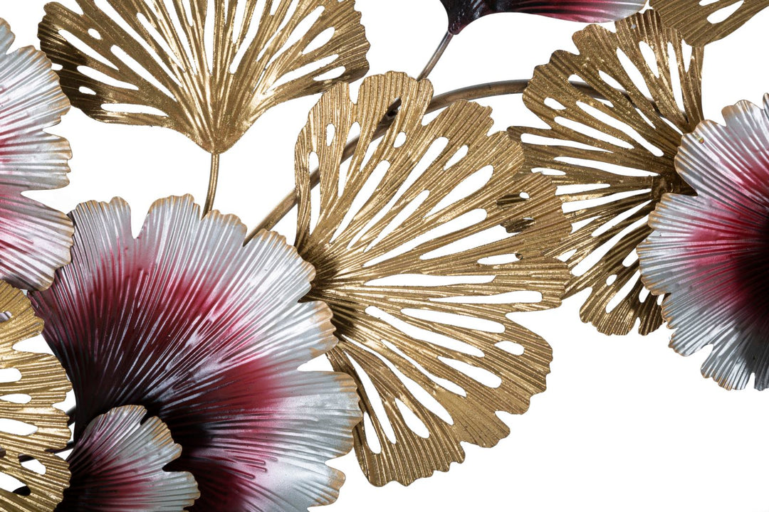 Gold & Rot & Silber Florale Wanddekoration