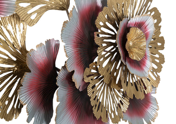 Gold & Rot & Silber Florale Wanddekoration