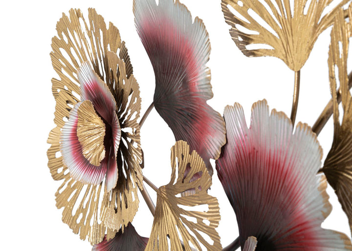 Gold & Rot & Silber Florale Wanddekoration