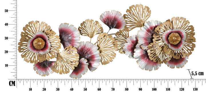 Gold & Rot & Silber Florale Wanddekoration