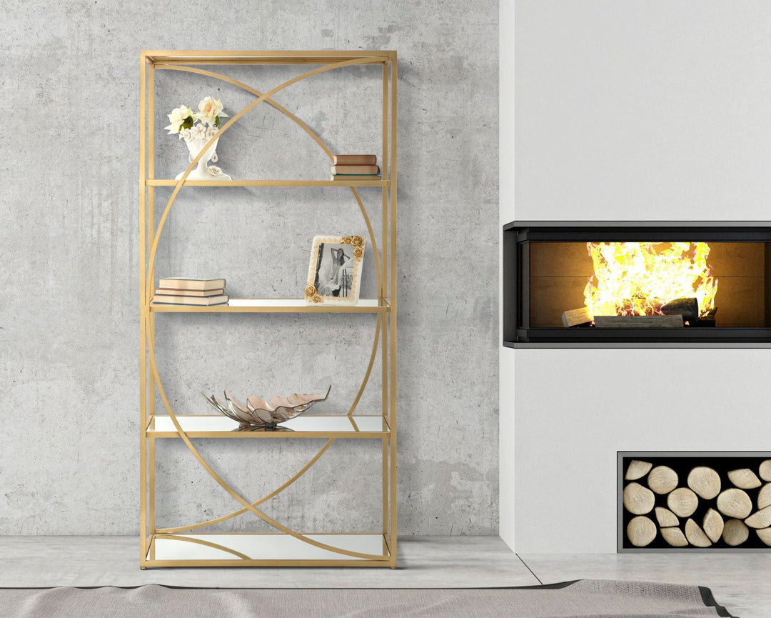 Gold Metall Buecherregal Glamy Moderne Vitrine